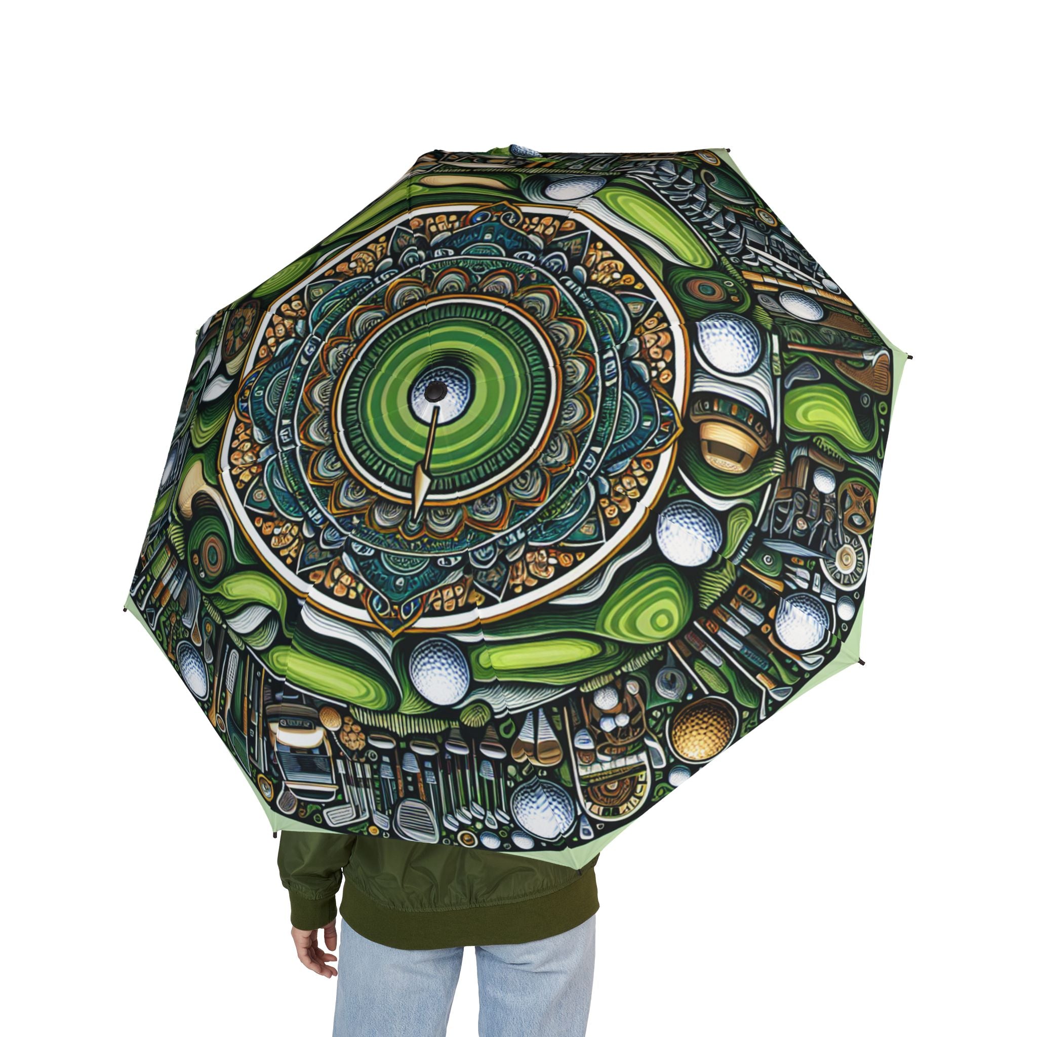 golf mandala Umbrella - Semi-Automatic Foldable Design