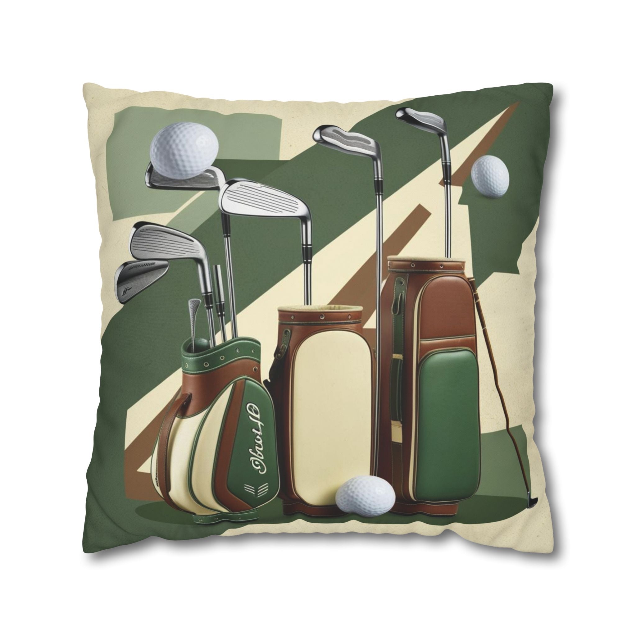 retro golf equipment Canvas Pillow cover
