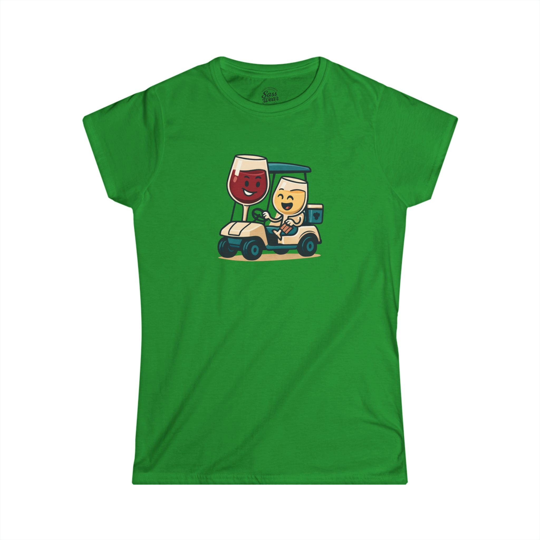 Wine and Golf Cart Women's Softstyle Tee Ruby