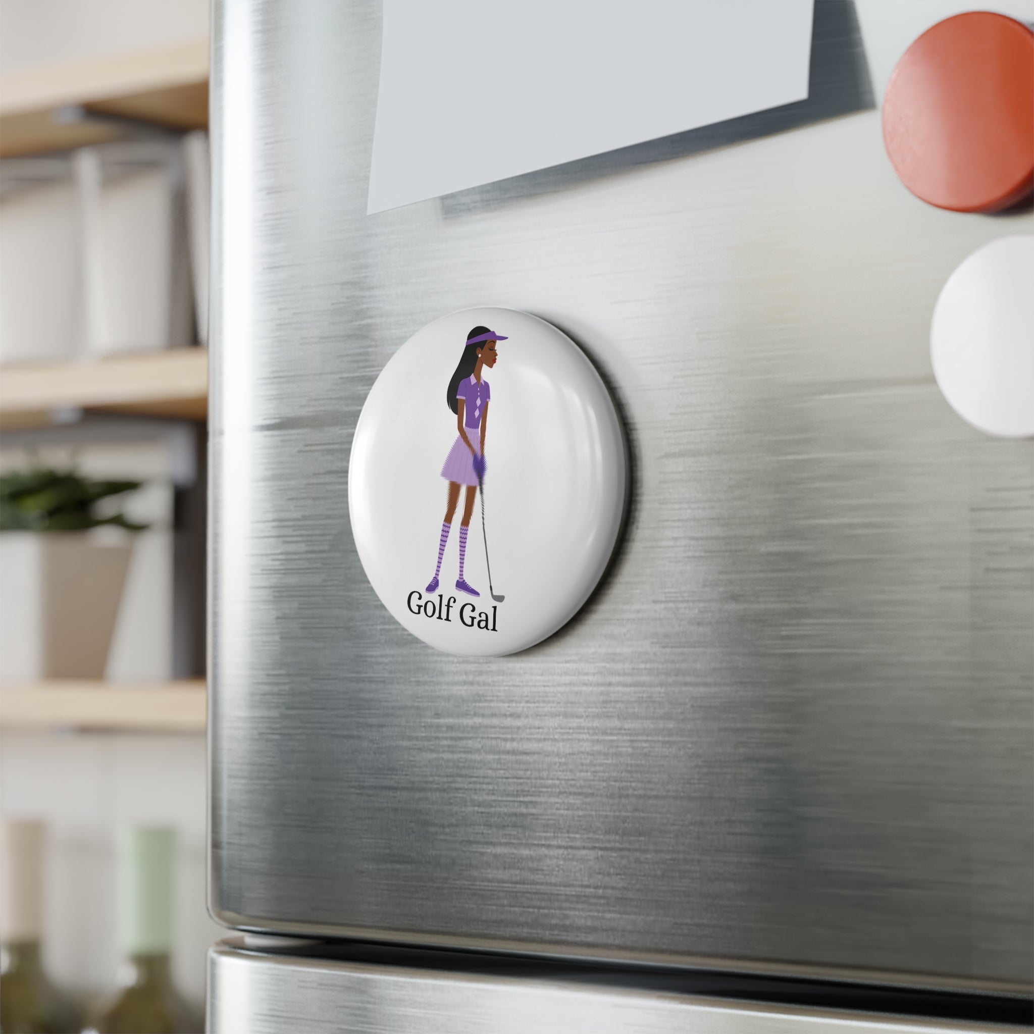 Golf Gal Button Magnet Violet