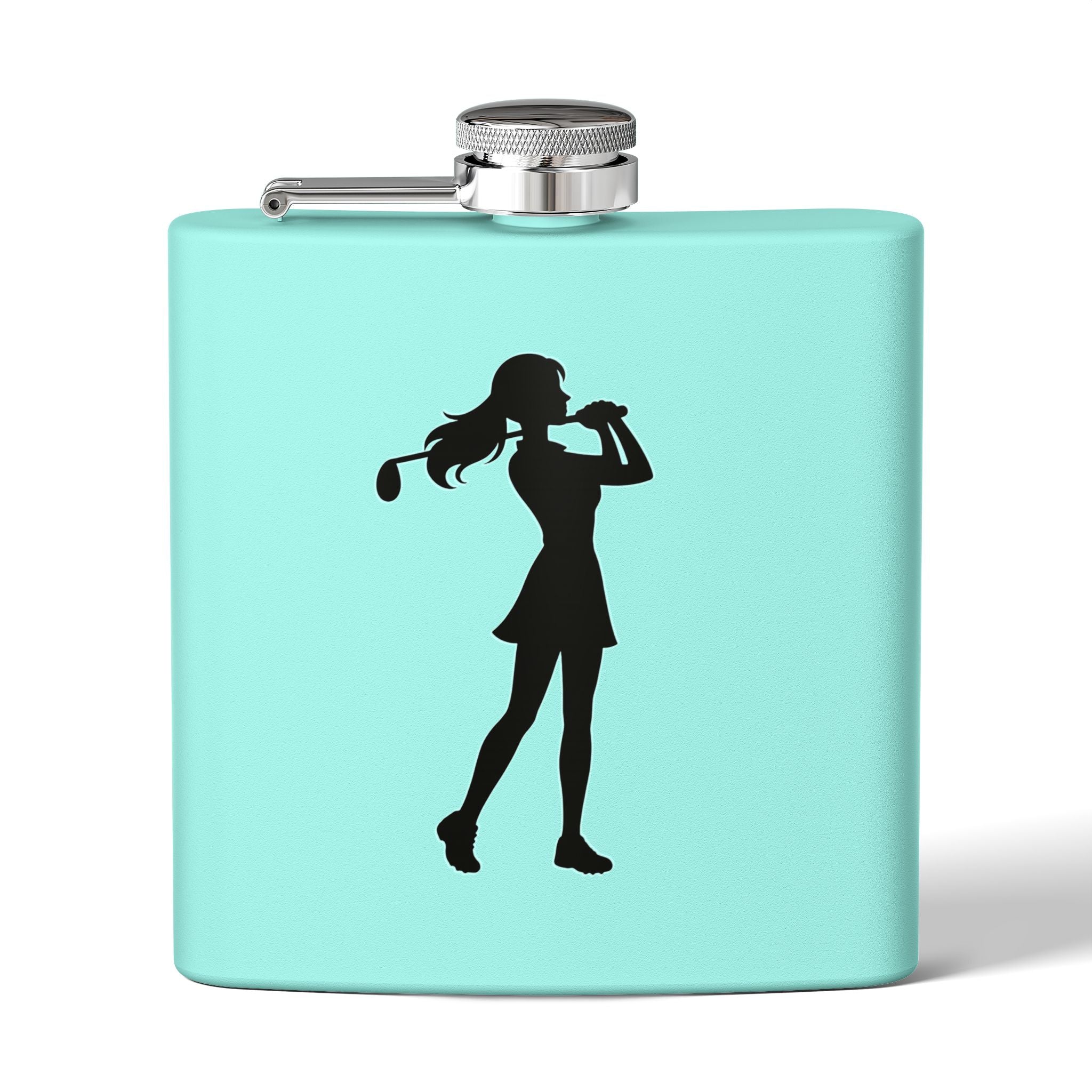 Golf Gal Silhoette Sleek Stainless Steel Flask