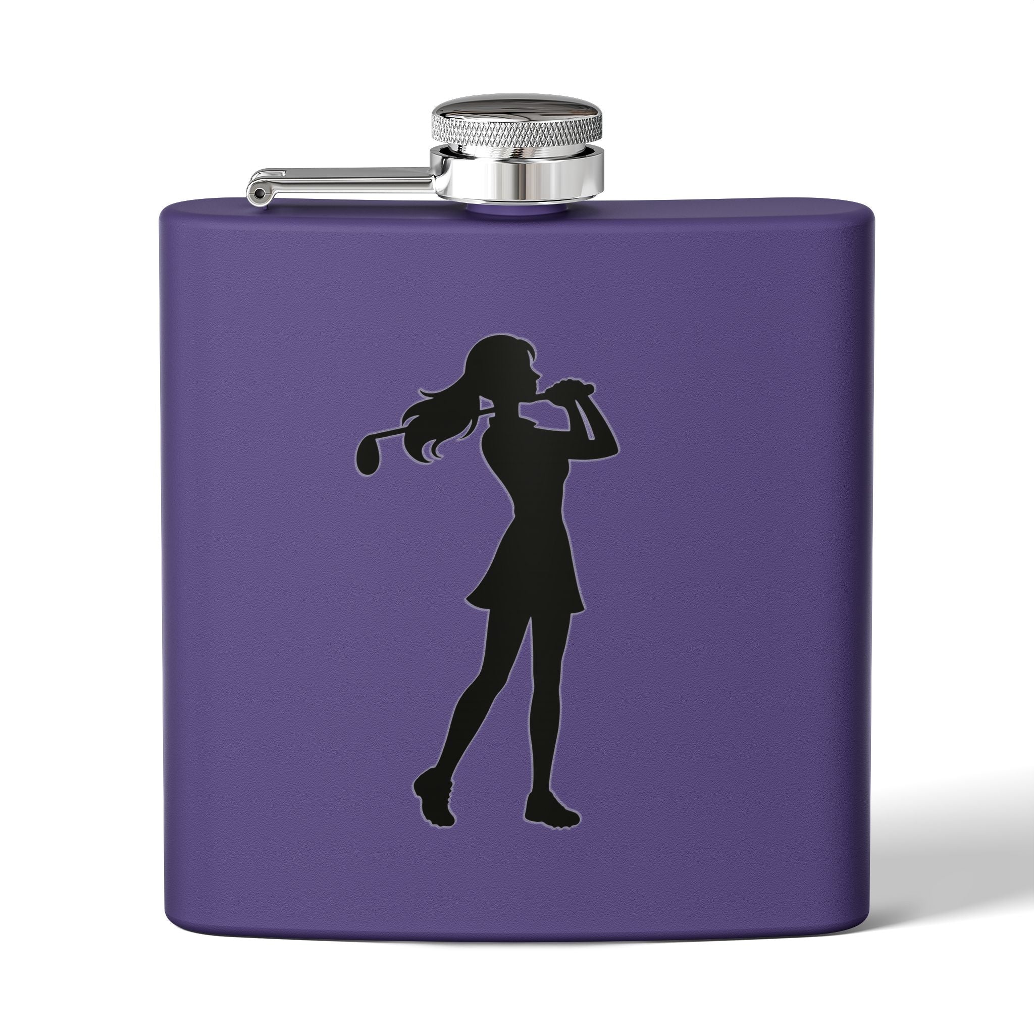Golf Gal Silhoette Sleek Stainless Steel Flask