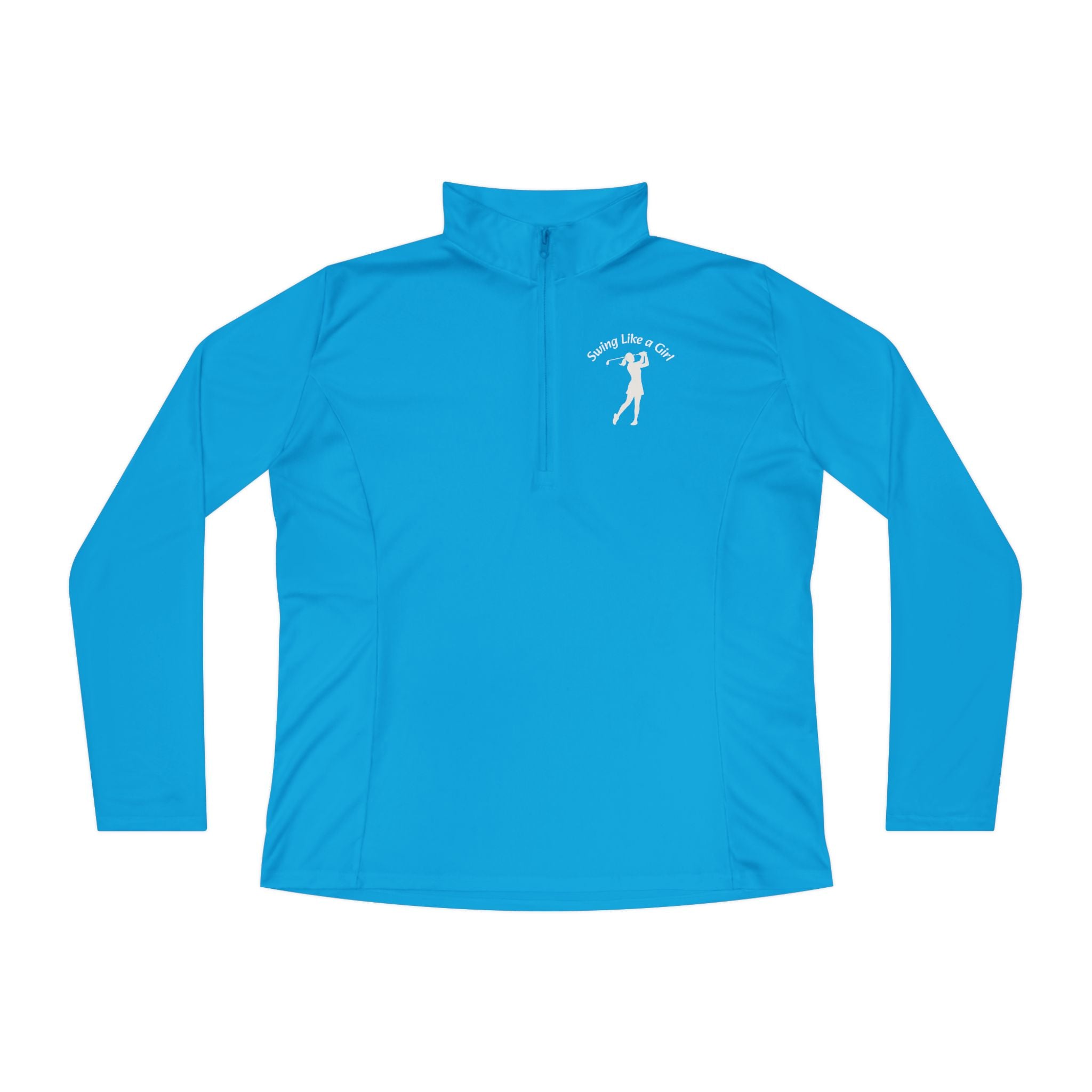 Swing Like A Girl Silhouette Ladies Quarter-Zip Pullover