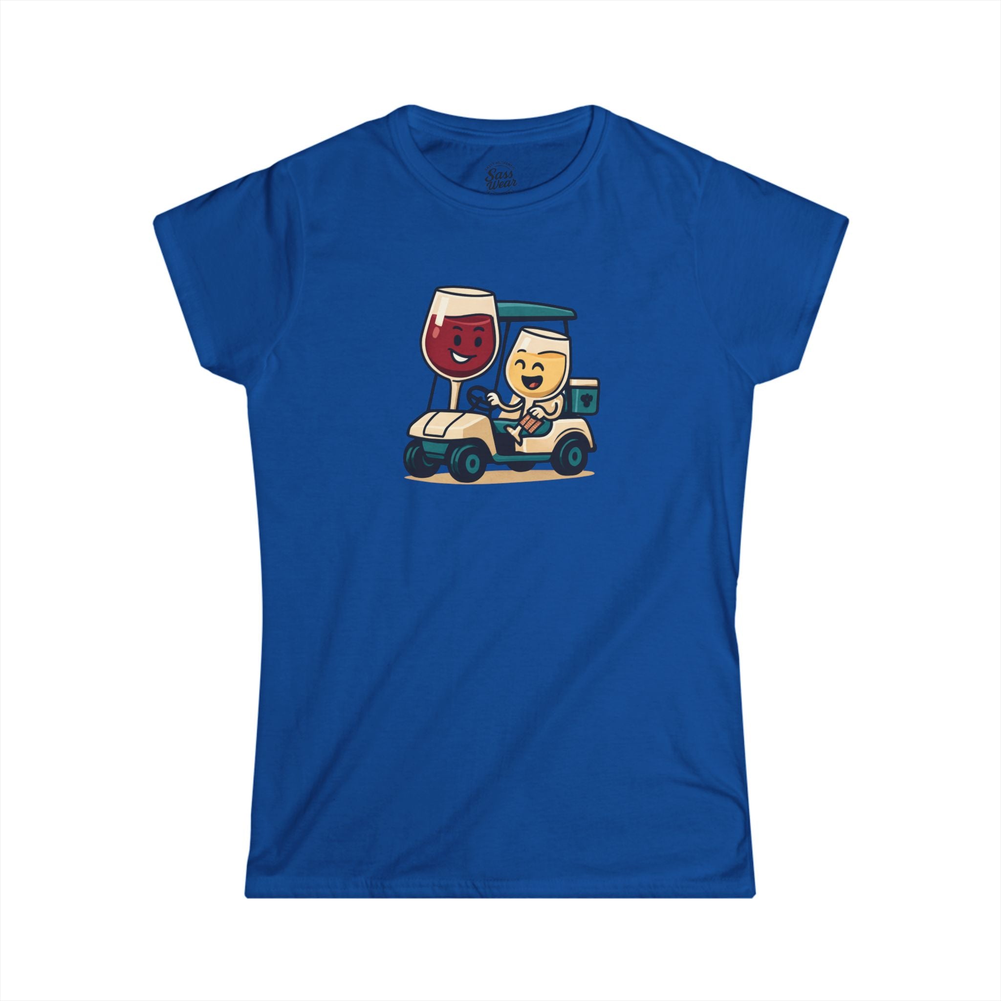 Wine and Golf Cart Women's Softstyle Tee Ruby