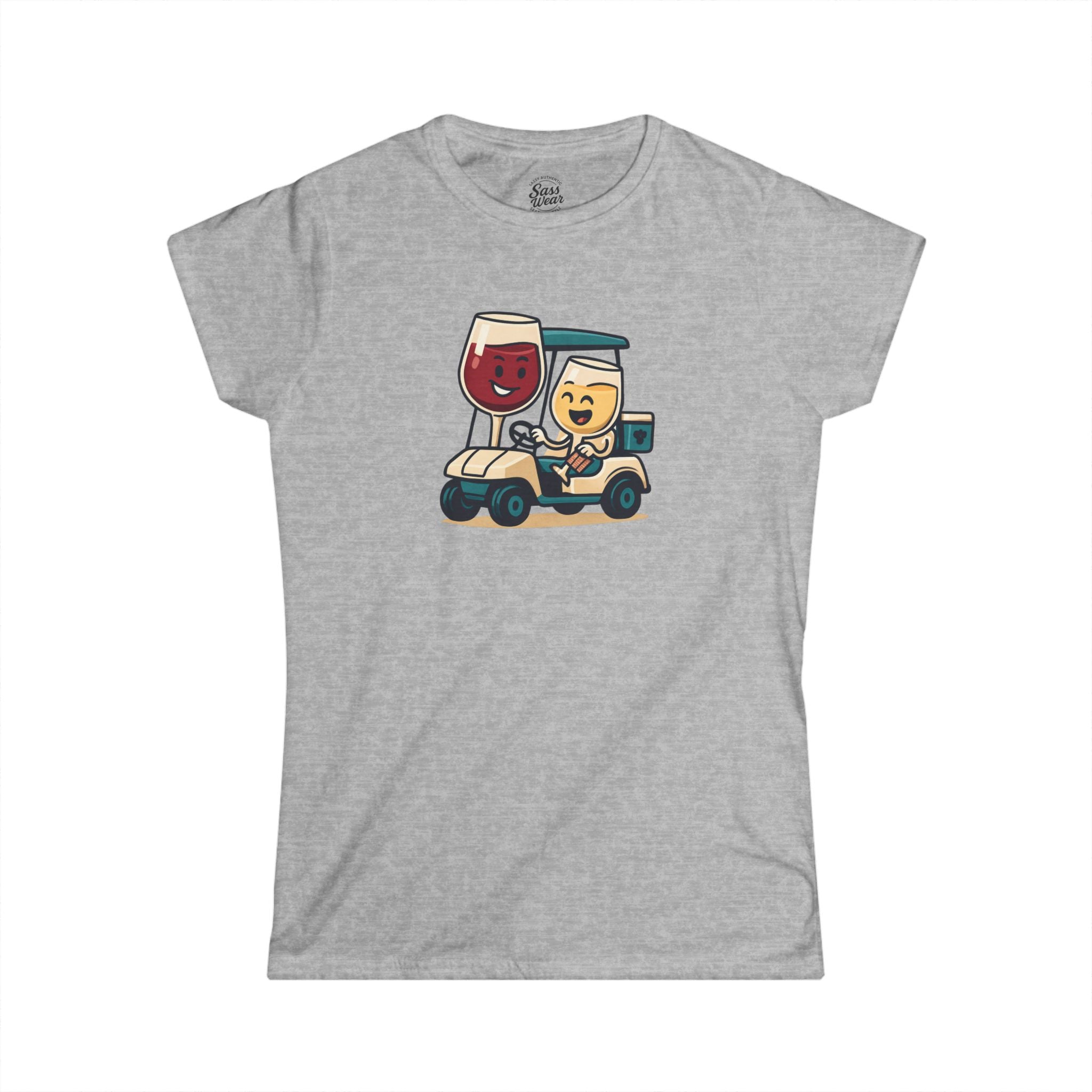 Wine and Golf Cart Women's Softstyle Tee Ruby
