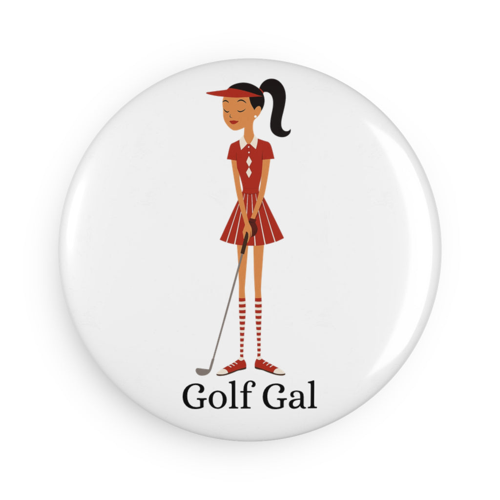 Golf Gal Button Magnet Ruby