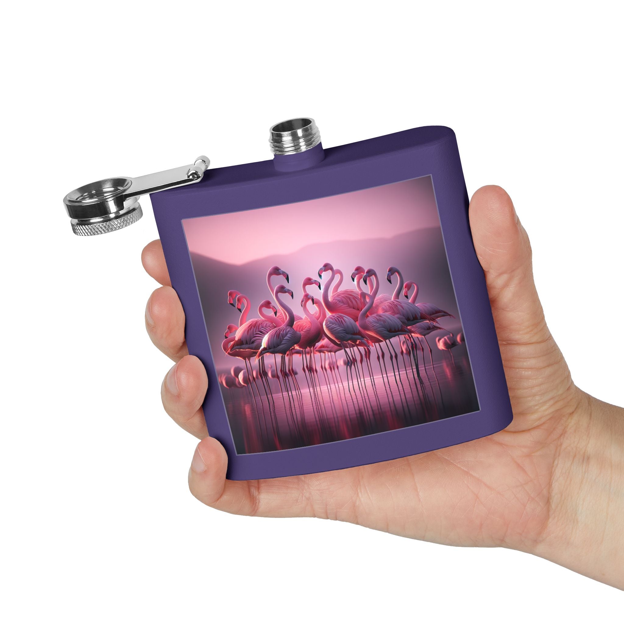 pink flamingos Sleek Stainless Steel Flask