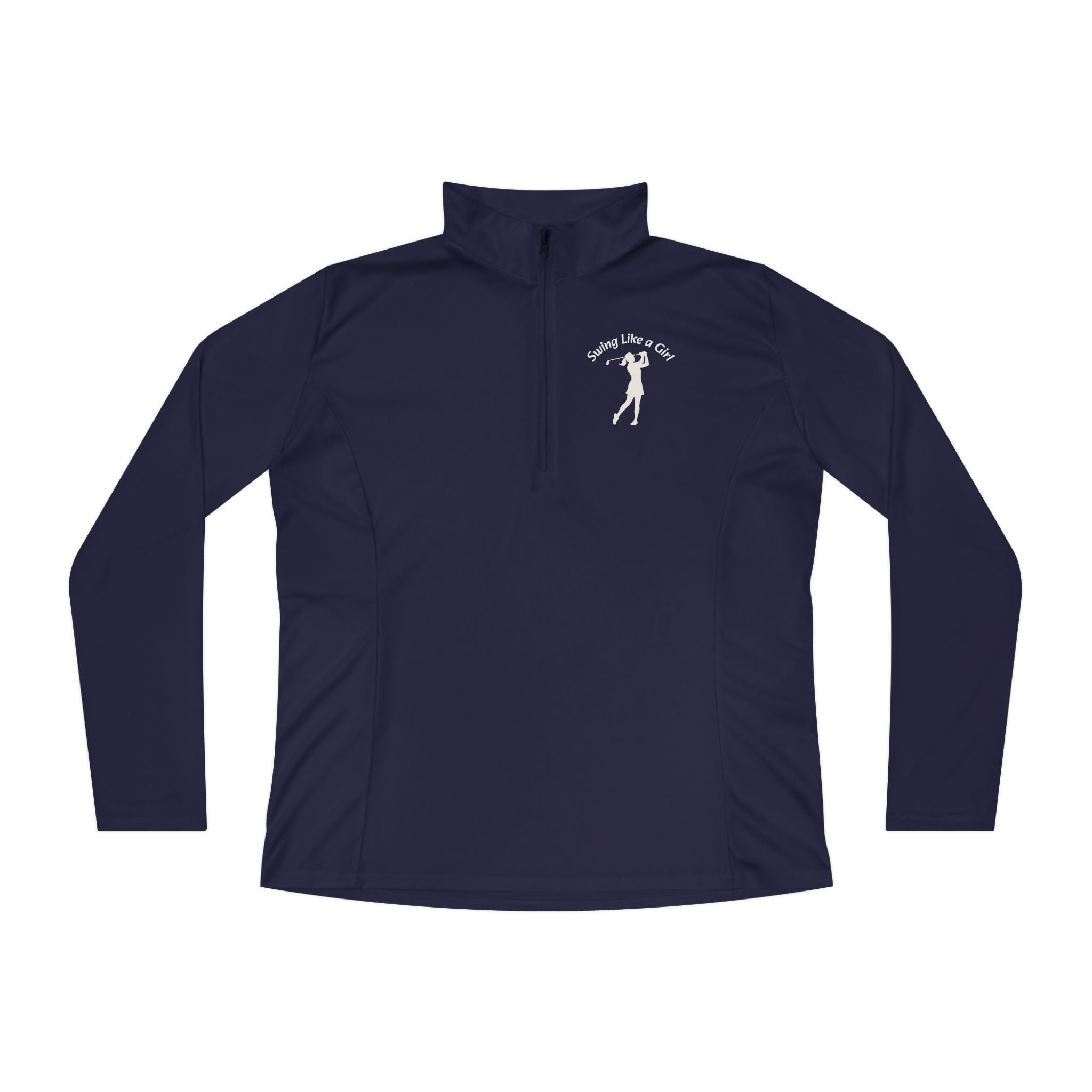 Swing Like A Girl Silhouette Ladies Quarter-Zip Pullover