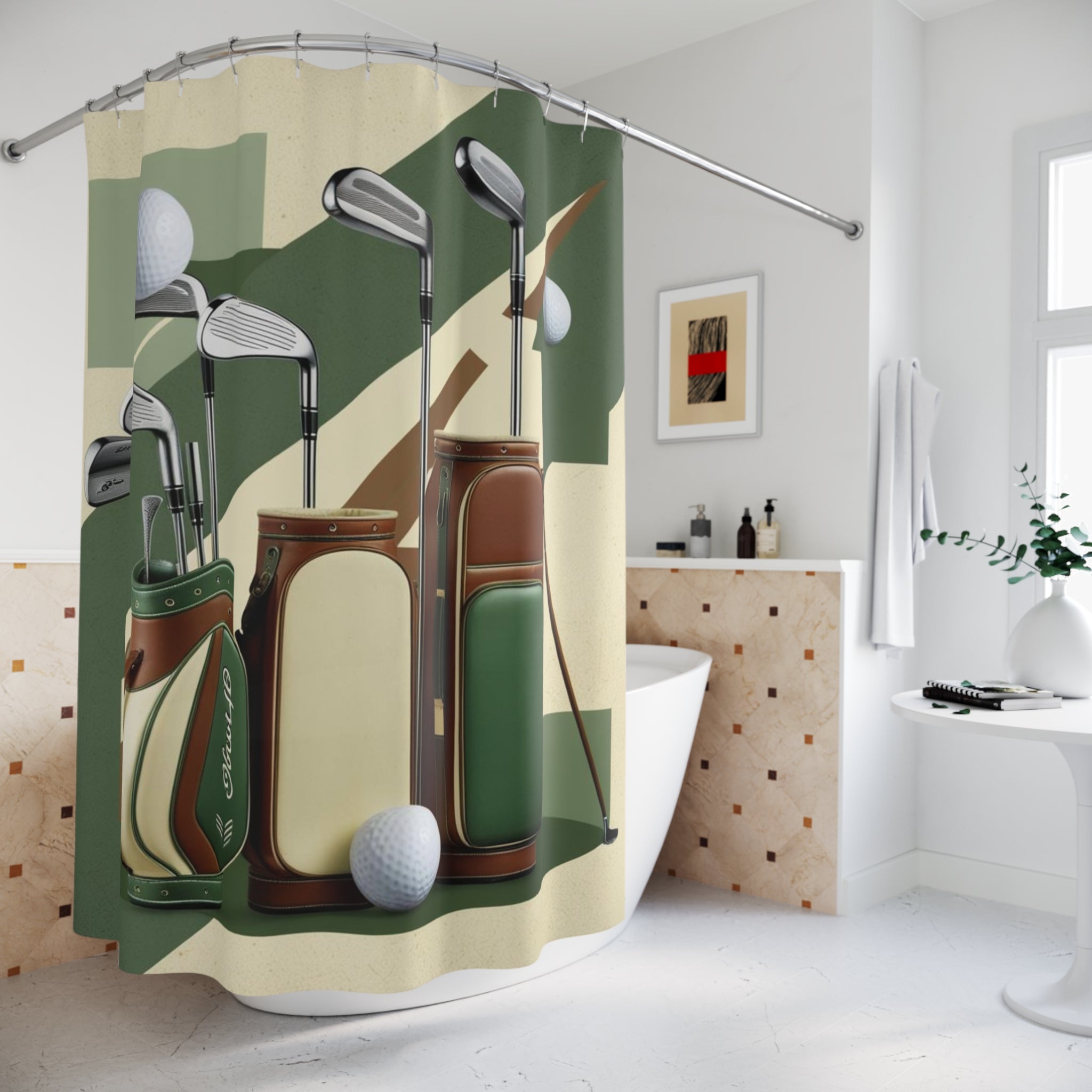 retro golf gear Shower Curtains