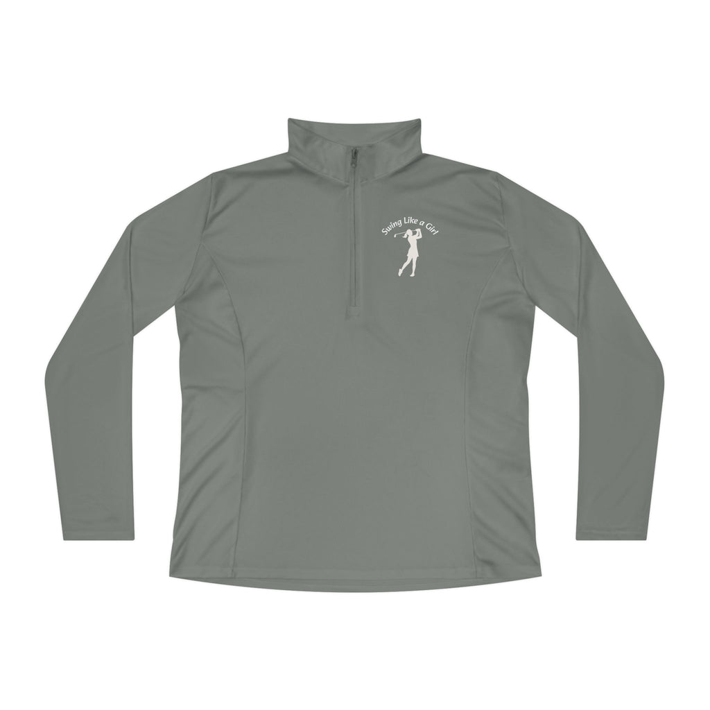 Swing Like A Girl Silhouette Ladies Quarter-Zip Pullover