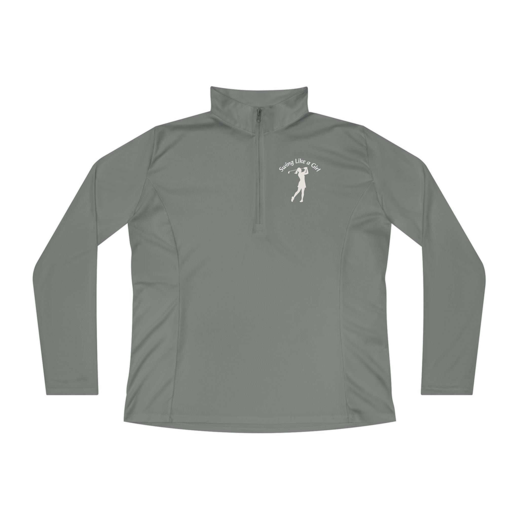 Swing Like A Girl Silhouette Ladies Quarter-Zip Pullover