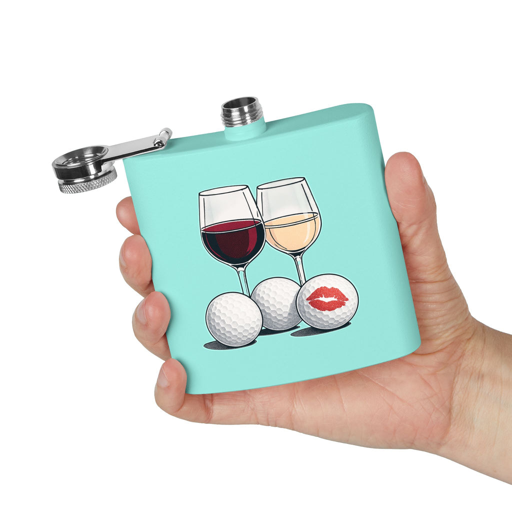 Golf Wine Lips Sleek Stainless Steel Flask