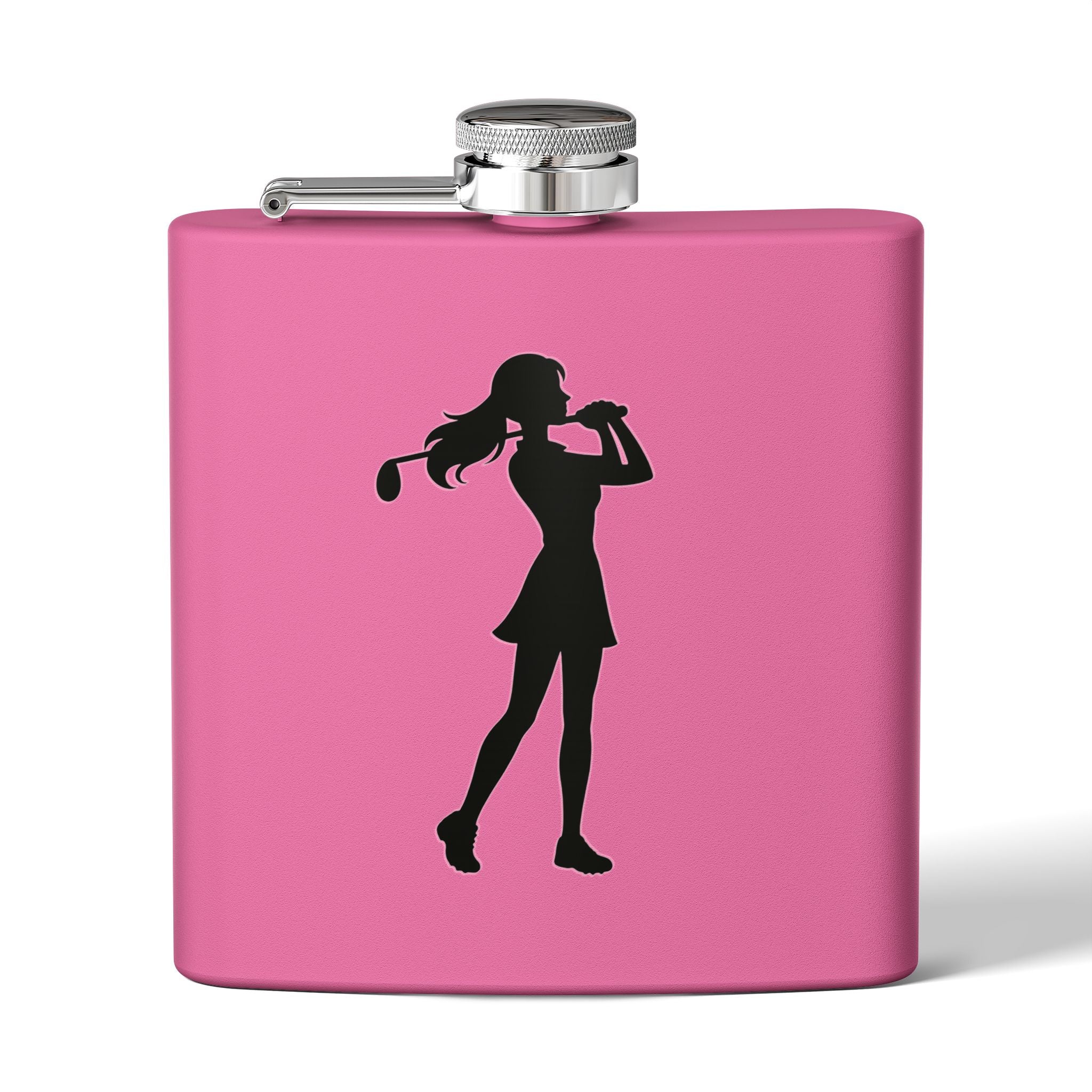 Golf Gal Silhoette Sleek Stainless Steel Flask