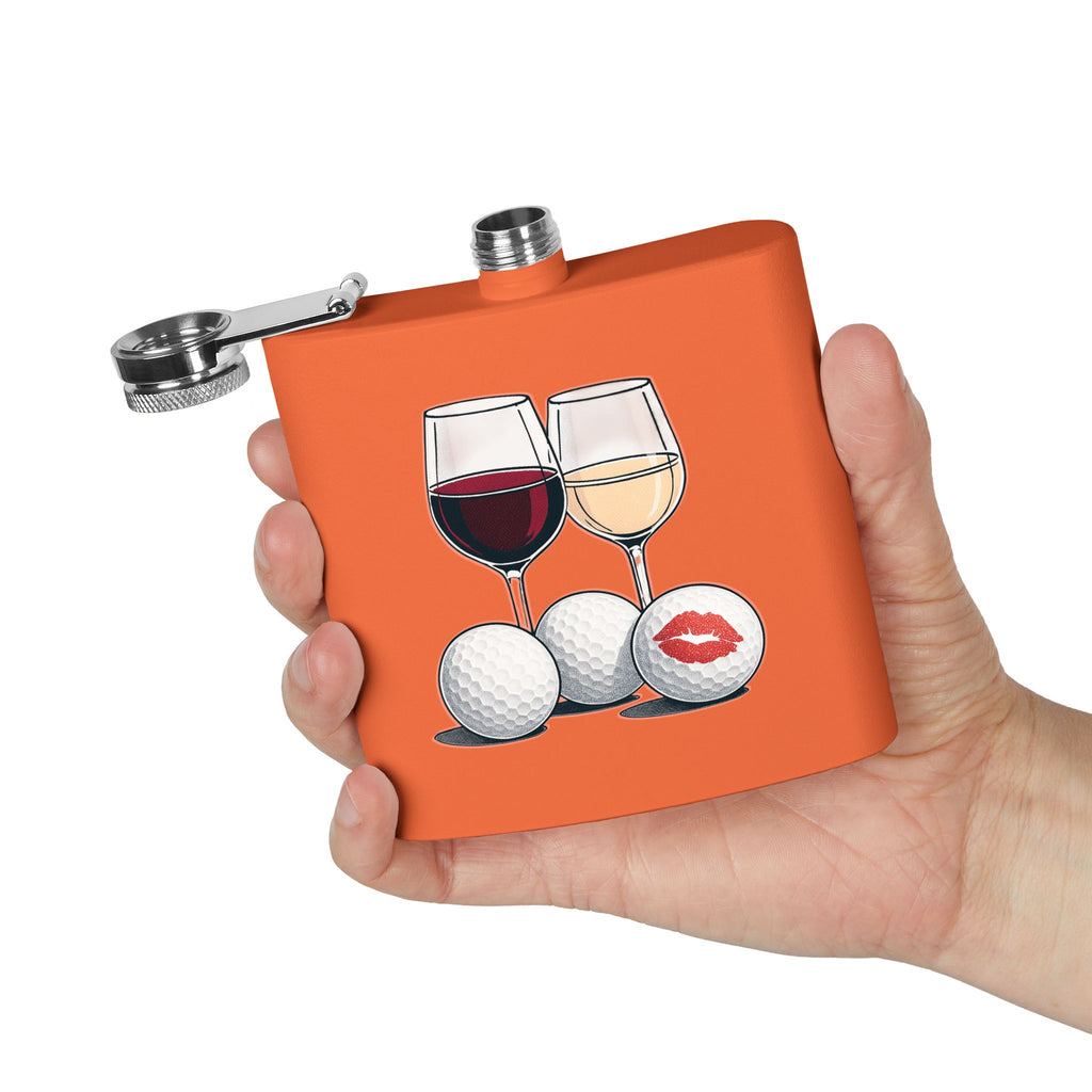 Golf Wine Lips Sleek Stainless Steel Flask
