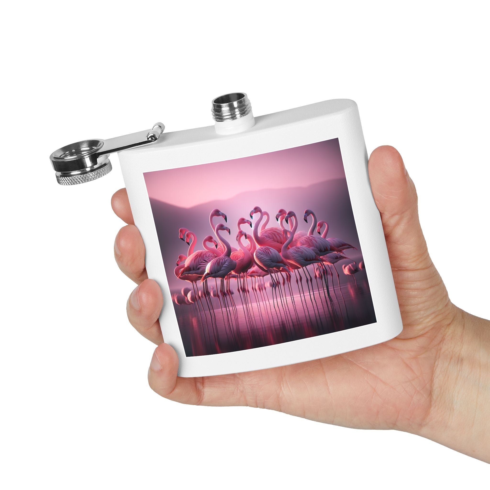 pink flamingos Sleek Stainless Steel Flask