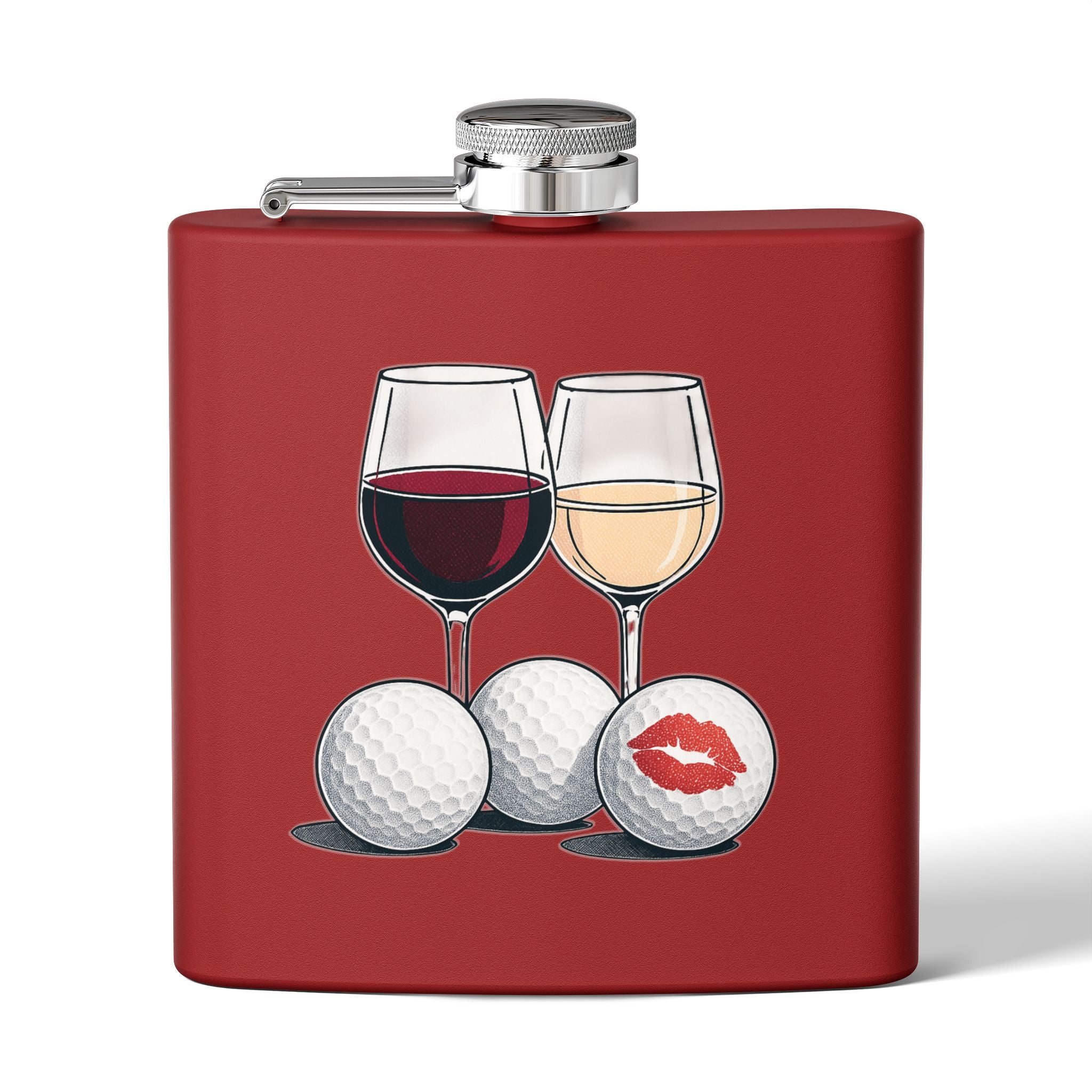 Golf Wine Lips Sleek Stainless Steel Flask