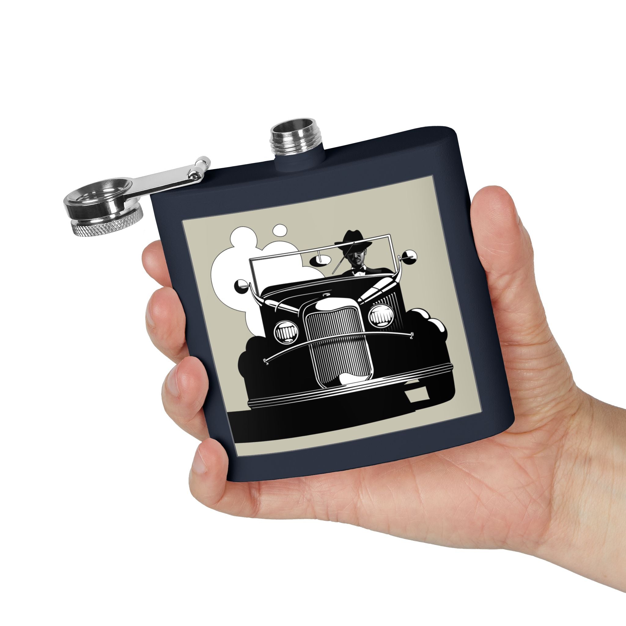 Antique Car Sleek Stainless Steel Flask
