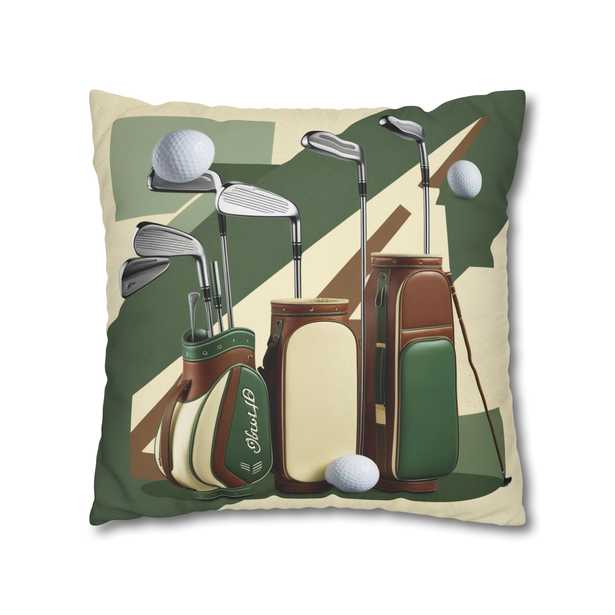 retro golf equipment Canvas Pillow cover