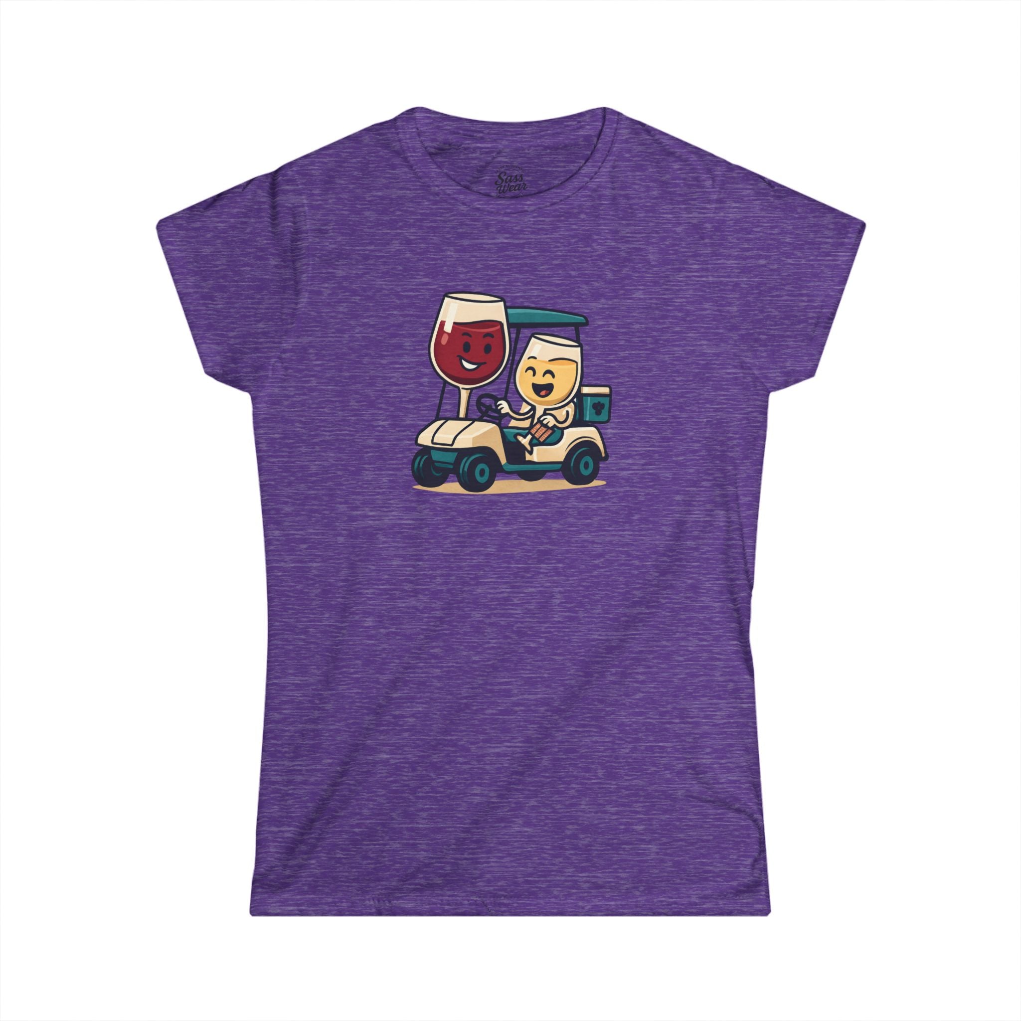 Wine and Golf Cart Women's Softstyle Tee Ruby