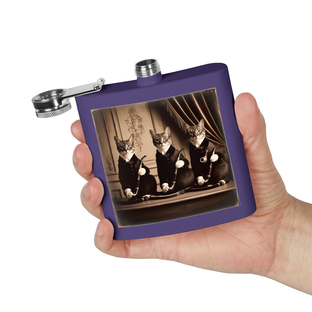 Antique Cats Sleek Stainless Steel Flask