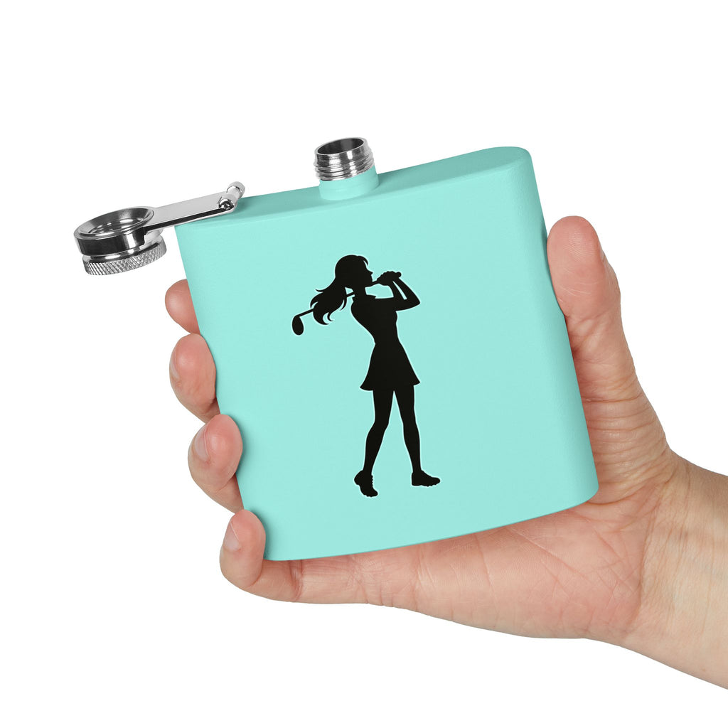 Golf Gal Silhoette Sleek Stainless Steel Flask