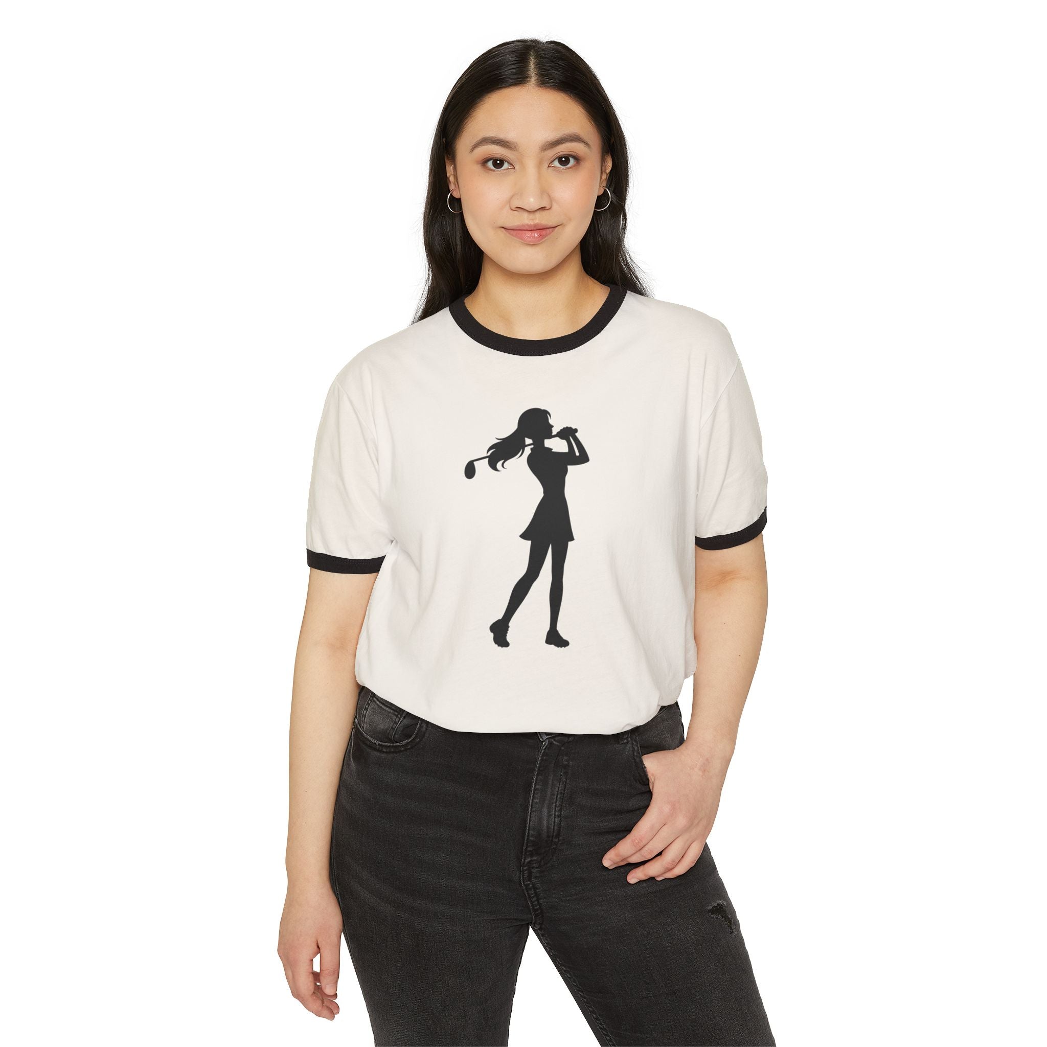 Golf Gal Silhouette cotton ringer tee