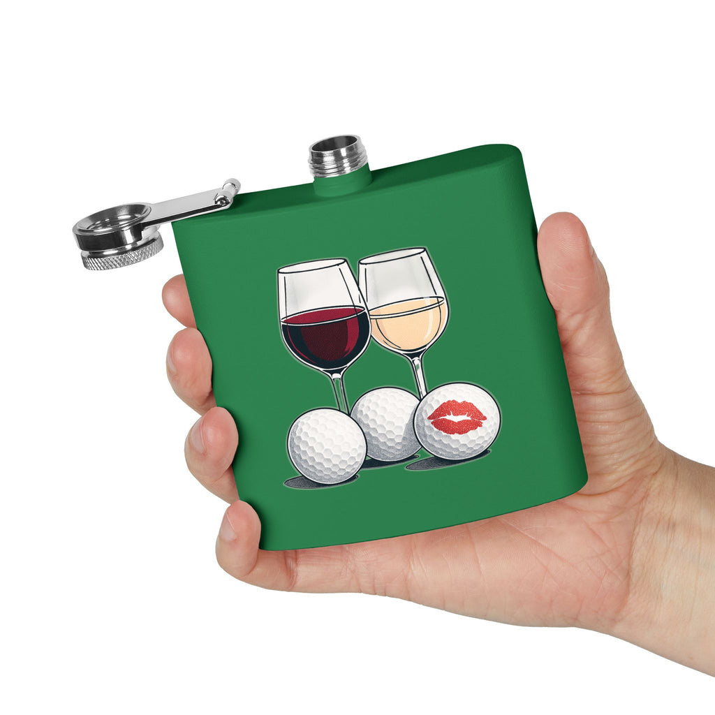 Golf Wine Lips Sleek Stainless Steel Flask