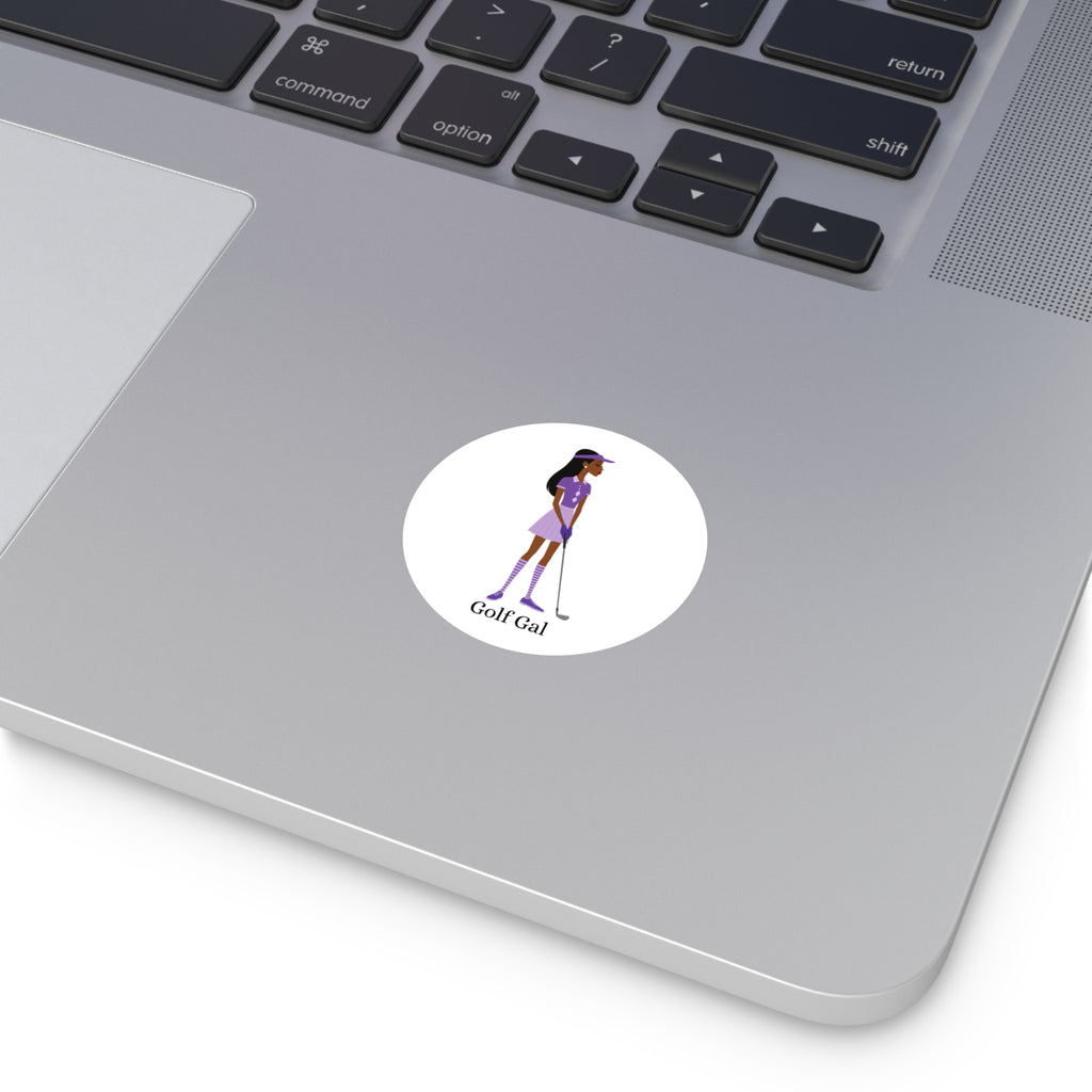 Golf Gal Round Sticker Violet