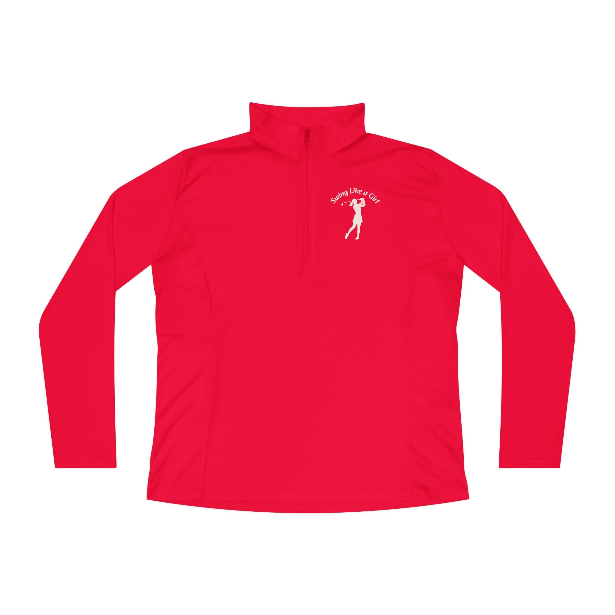 Swing Like A Girl Silhouette Ladies Quarter-Zip Pullover