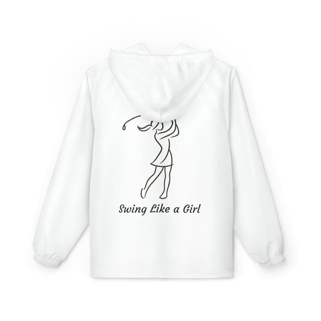 White Golf Gal Swing Like a Girl Windbreaker Jacket