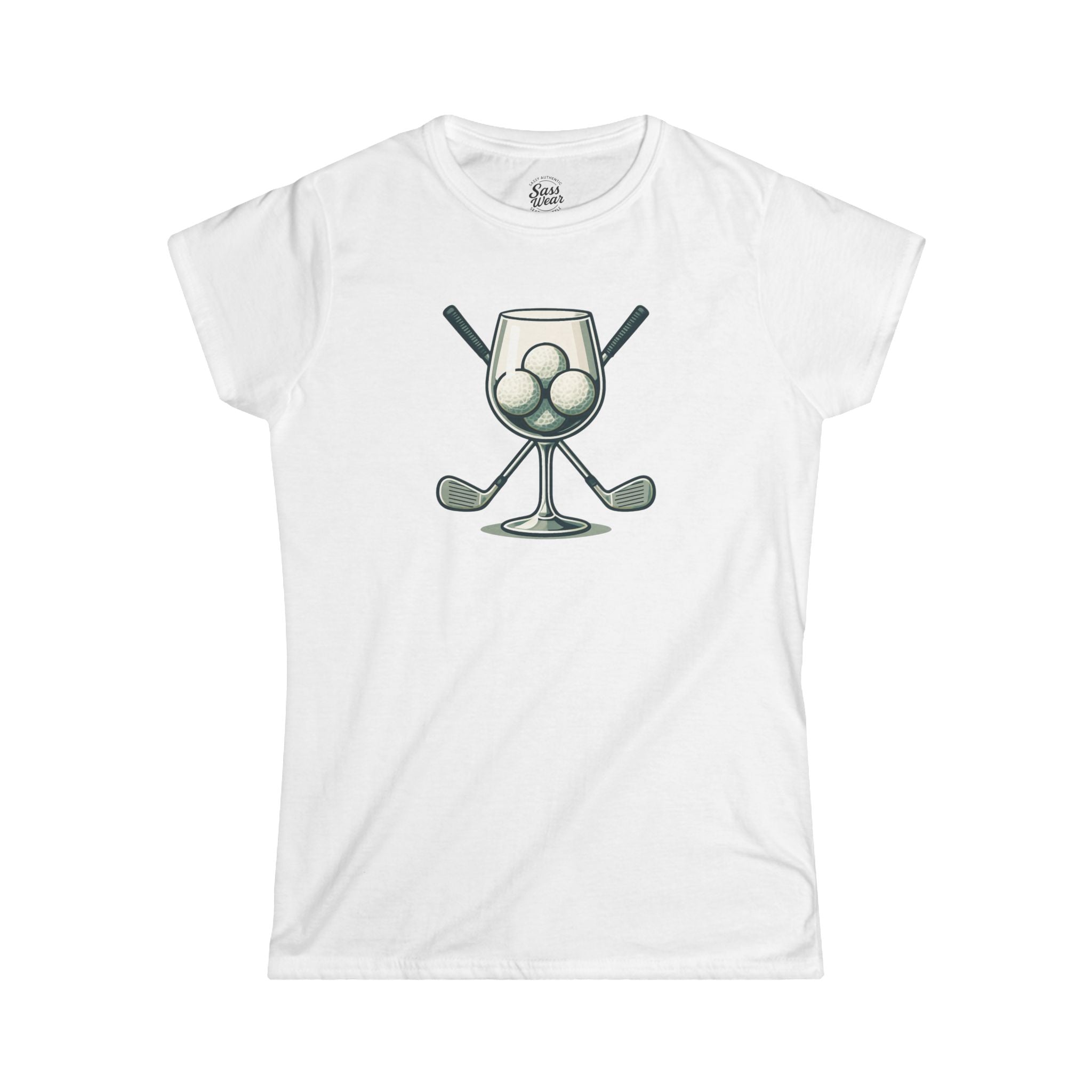 Wine and Golf Clubs Women's Softstyle Tee