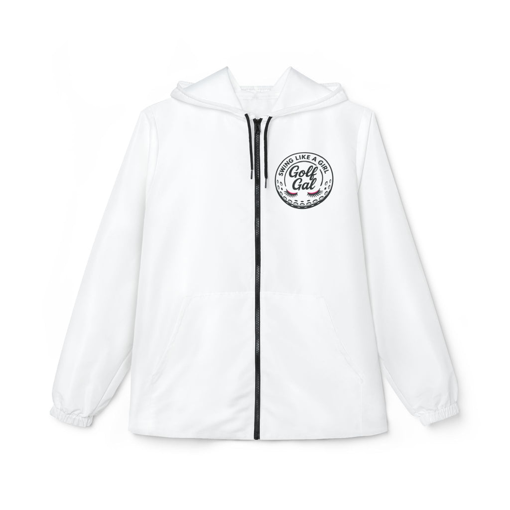 White Golf Gal Swing Like a Girl Windbreaker Jacket