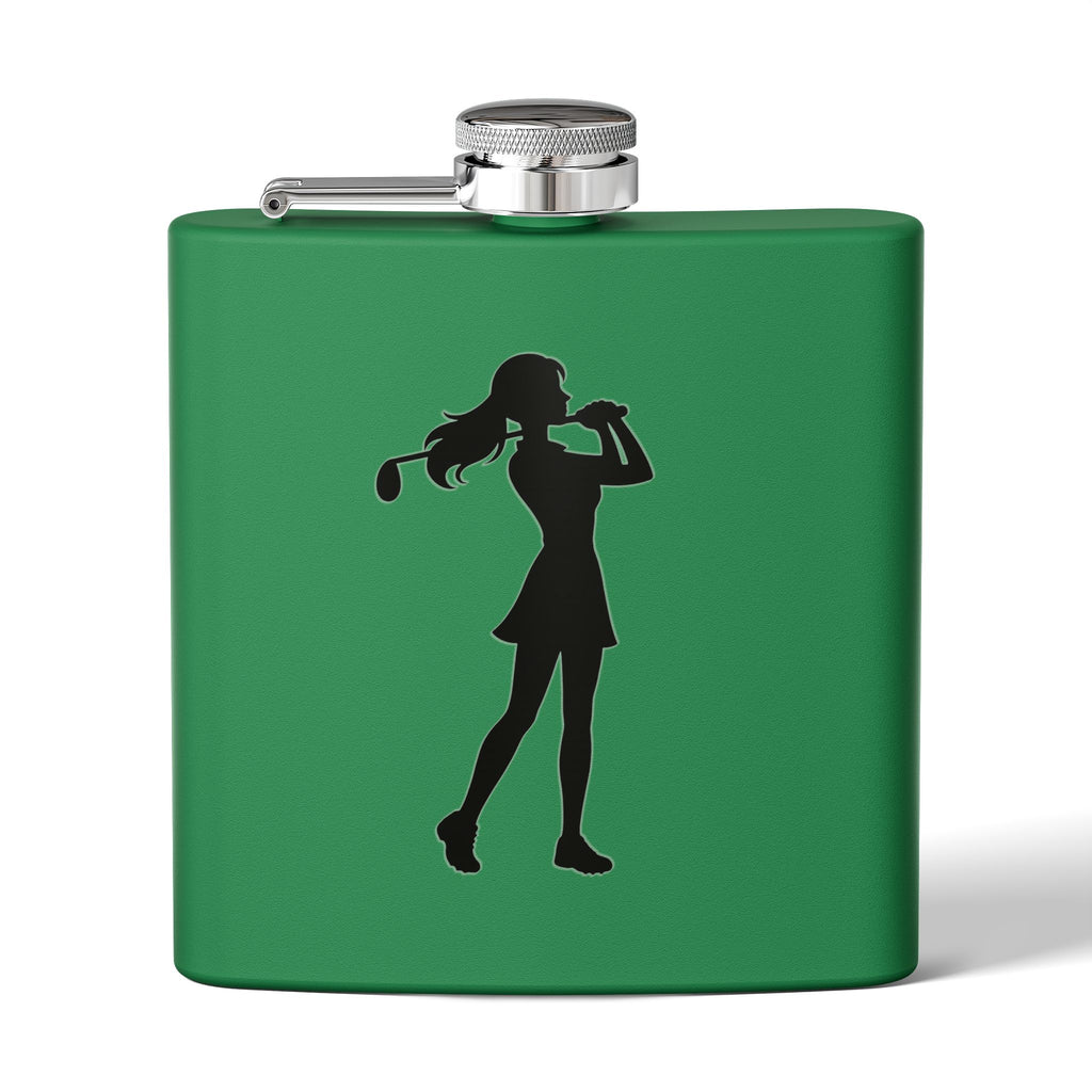 Golf Gal Silhoette Sleek Stainless Steel Flask