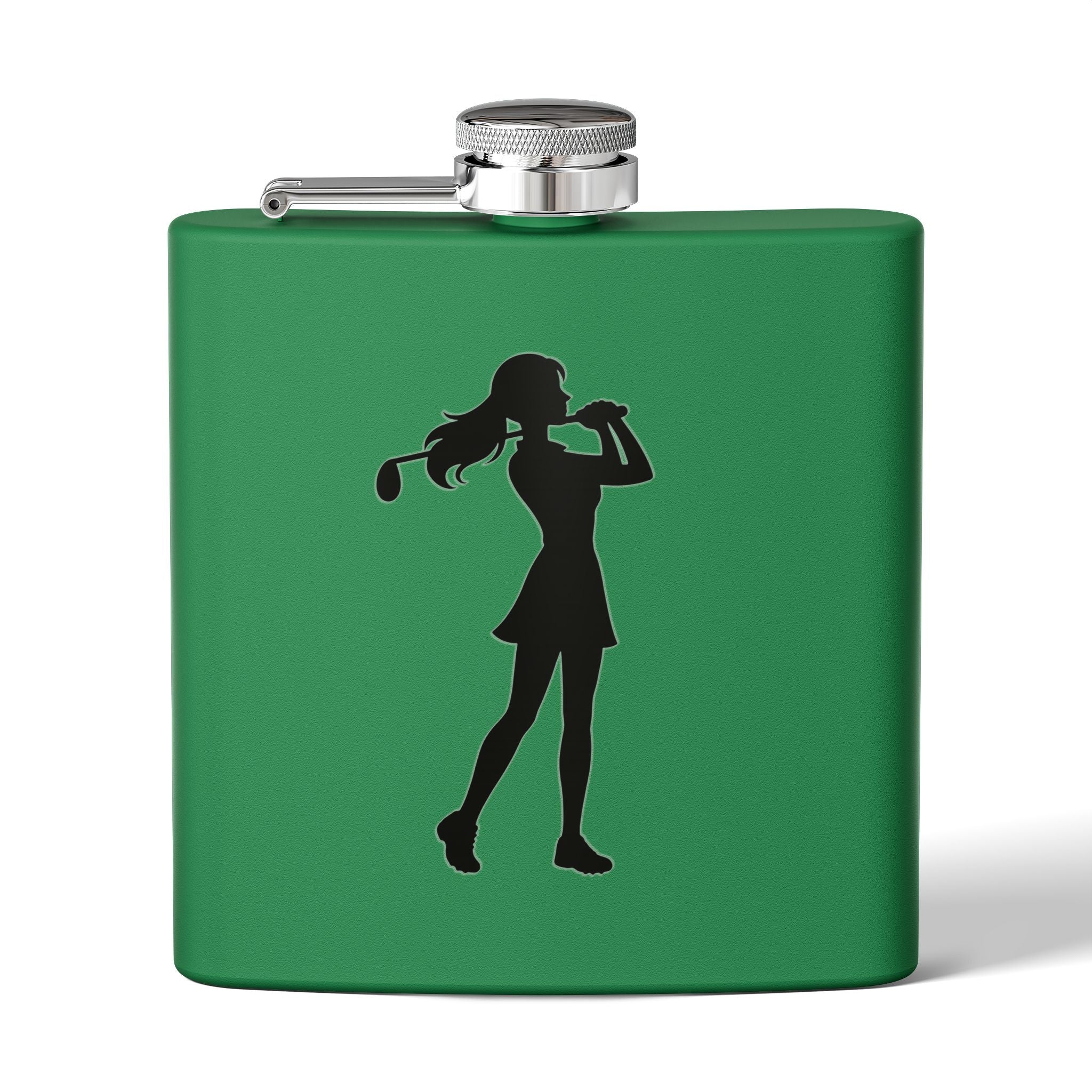 Golf Gal Silhoette Sleek Stainless Steel Flask