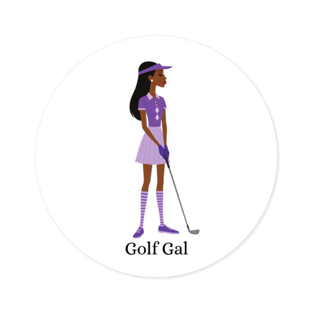Golf Gal Round Sticker Violet