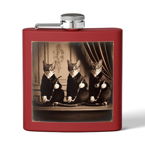 Antique Cats Sleek Stainless Steel Flask