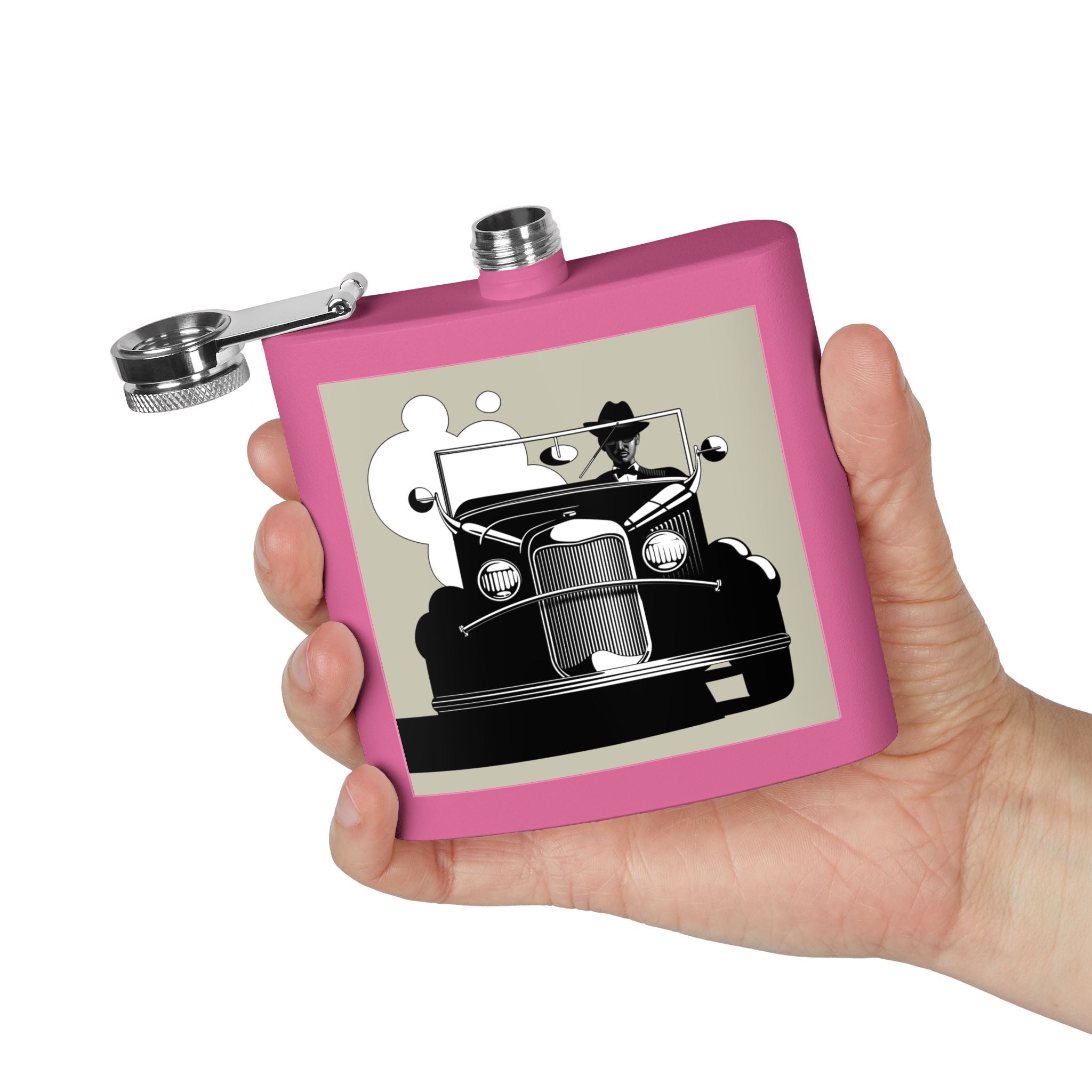 Antique Car Sleek Stainless Steel Flask