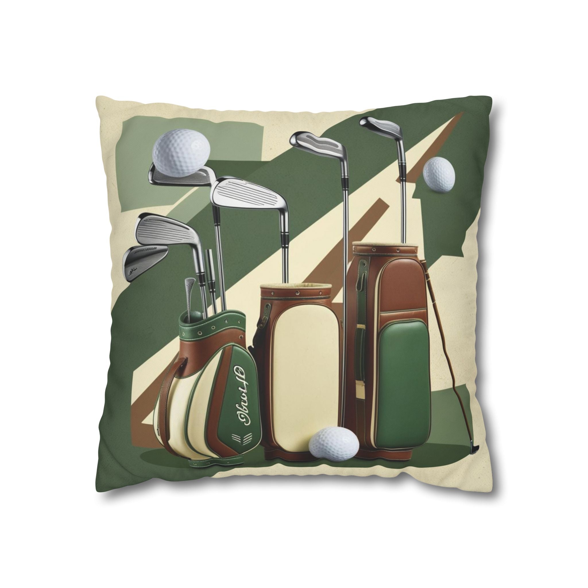 retro golf equipment Canvas Pillow cover