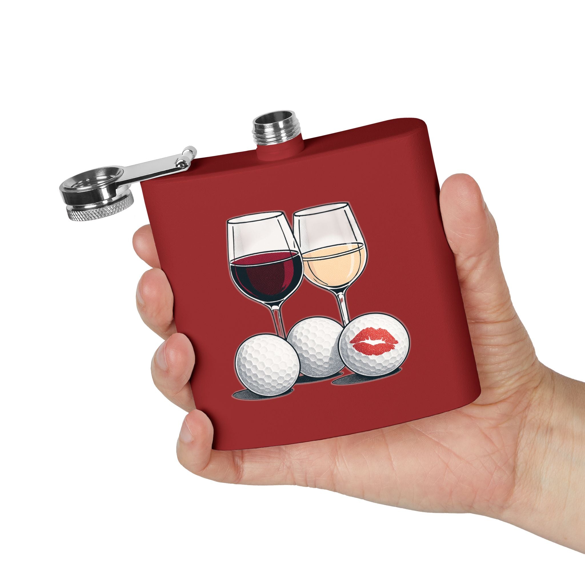 Golf Wine Lips Sleek Stainless Steel Flask