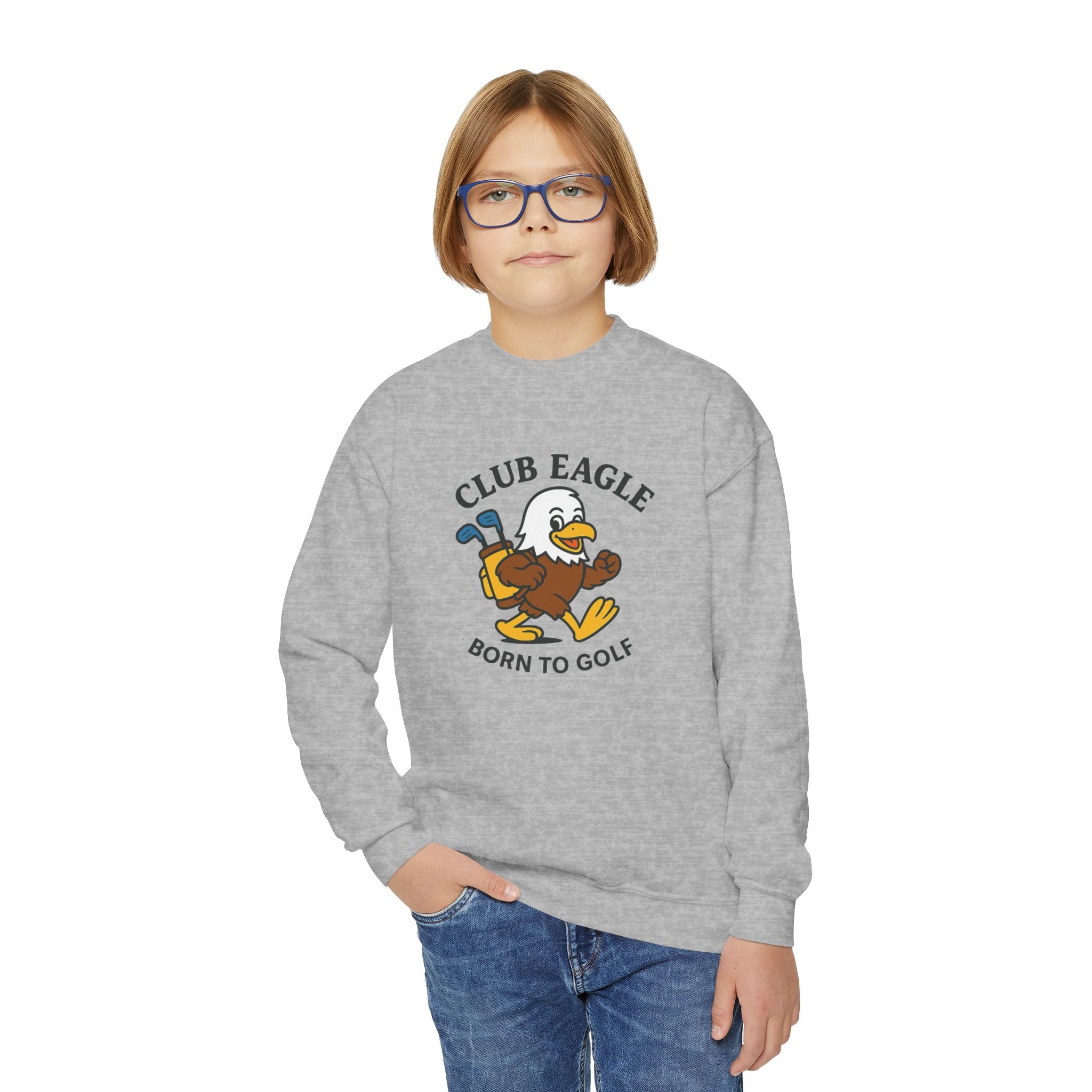 Club Eagle Golf Ball Born to Golf Youth Crewneck Sweatshirt