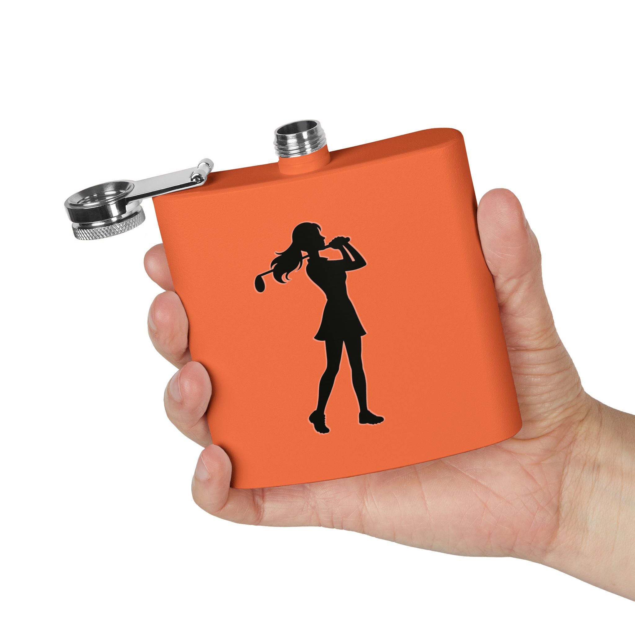 Golf Gal Silhoette Sleek Stainless Steel Flask